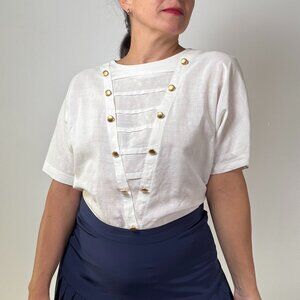 Vintage WOLLEN SCHLÄGER linen blend summer blouse - Size M